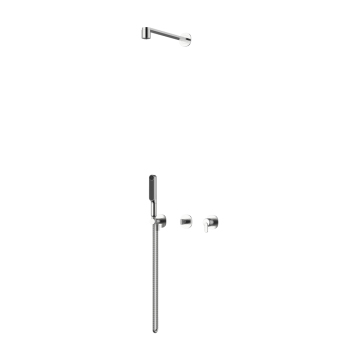 Système de douche double encastré à deux poignées Ferro en acier inoxydable