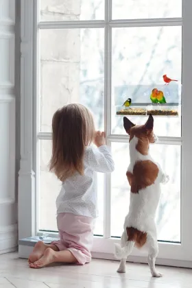 Acrylic Large window Bird Feeder with power Suction Cups and drain crystal bird feeder