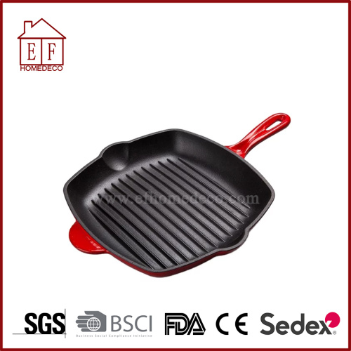 Enamel Cast Iron Skillet with Two Spouts