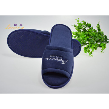 Colored Cotton Velour Open Toe Hotel Slipper