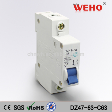 1P 63A C type 240V/415V 50HZ/60HZ DZ47-63 Mini Circuit Breaker/MCCB