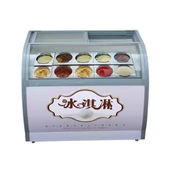Thick-Cut Fried Yogurt Ice Cream Display Cabinet with Glass Door and LED Lighting