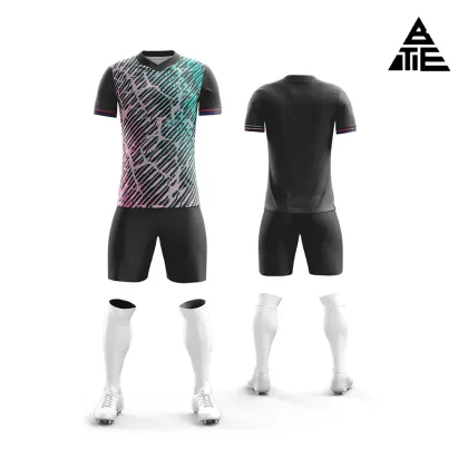 Breathable Gradient Stripe Soccer Jersey Set