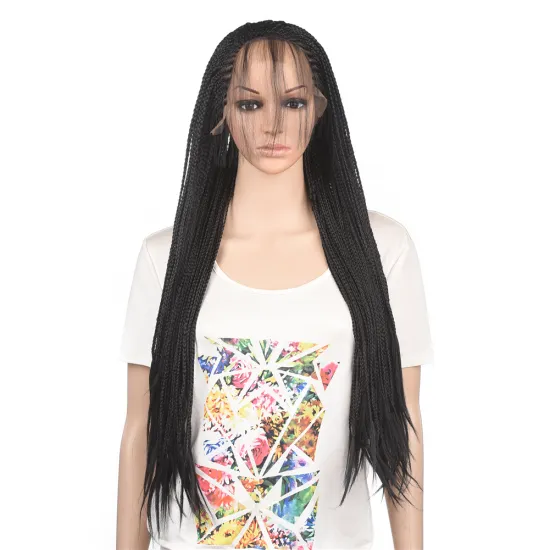 30 inch Side Part Braided Box Braids Wig Long Black Hair Synthetic Lace Front Wigs for Women Cosplay Lace Wig with Baby Hair