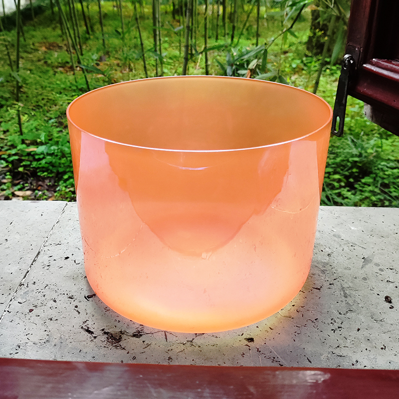 Q're Light Transparent Orange Singing Bowl 432 HZ Crystal Singing Bowls For Healing