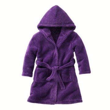 Purple Coral Fleece Kids Sleepwear With Hood