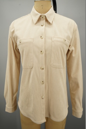 Elegant 6W corduroy enkelbröst skjorta