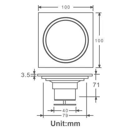 Bathroom Pure Brass Golden Floor Drain