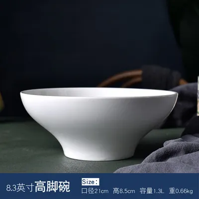 Japanese Ceramic Ramen Bowl - Solid White Round Noodle Bowl