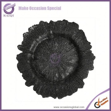 18900 black colored glass plates wholesale restaurant dinner plates decorative charger plates