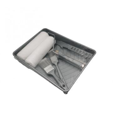 Roller brush set with tray and mixing rod