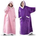 Warm 100% polyester fleece sherpa hoodie wearable blanket