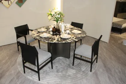 Bulgari High-End Modern Cream Marble Round Dining Table