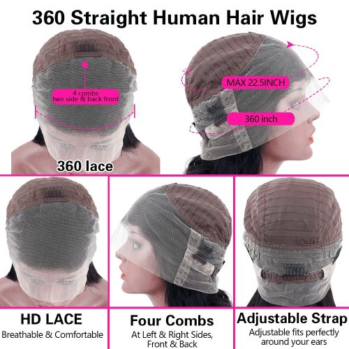 Straight 360 HD Lace Front Wigs Human Hair