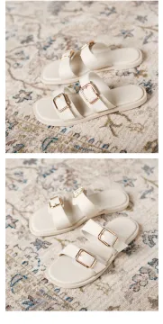 2021 two strap design flat bottom lady slipper