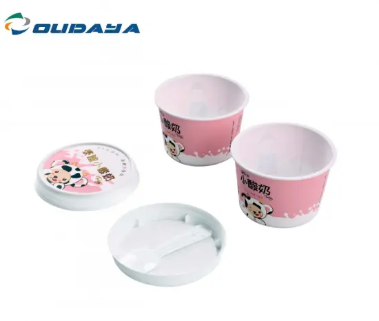 yoghurt cup with lid and spoon