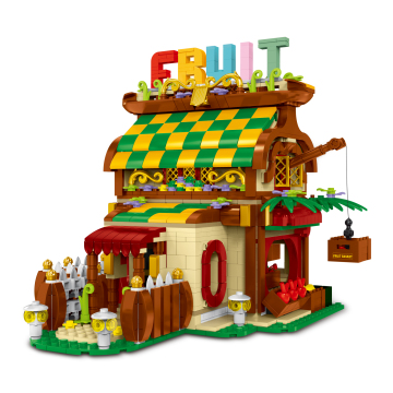 LED Illuminated Mork City Fruit Model Modular House with Street View Assemblies: Building Blocks Bricks Model Toy Set