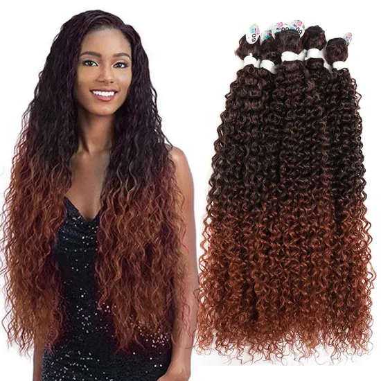 Synthetic Hair Bundles Extension Kinky Curly Long Natural Water Wave Blonde Color