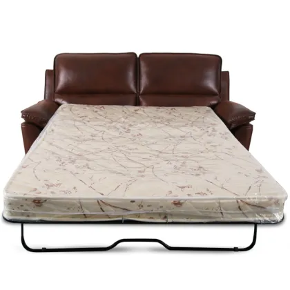 Recliner sofa bed with leather