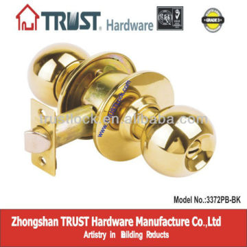 3372PB-BK:TRUST ANSI Grade 3 Cylindrical Privacy Knob Lock