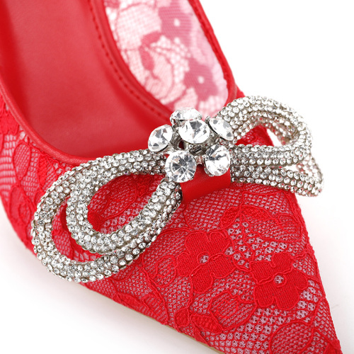 Rhinestone Butterfly Lace Wedding Heels