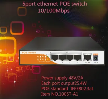Cheap new stock 4 port poe switch power supply 48V ieee802.3at with uplink switch ethernet wall switch