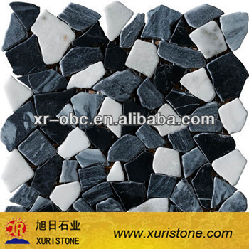 black& white stone mosaic flooring tile