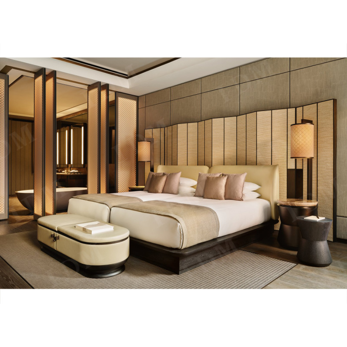Conjunto moderno de móveis de quarto de hotel personalizado