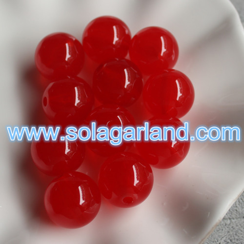 Perles rondes en acrylique de 19 mm et 24 mm, perles rondes, espaceur translucide, demi-trou, perles percées
