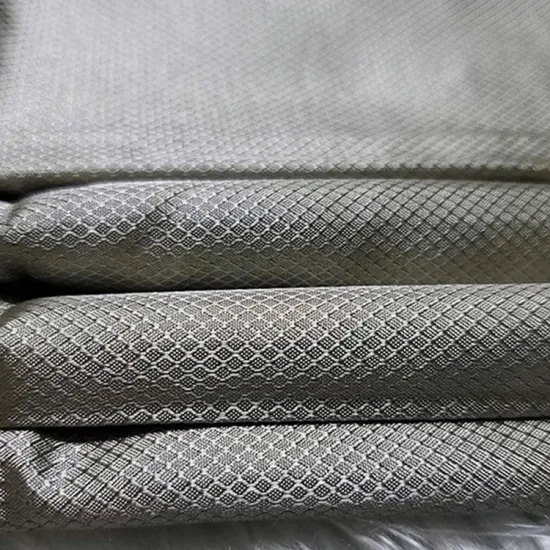 100% Silver Fabric with Diamond Shape Check Pattern Faraday Woven Fabric