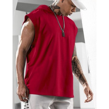 Summer Men's Sports Sleeveless Hooded Cotton Vest