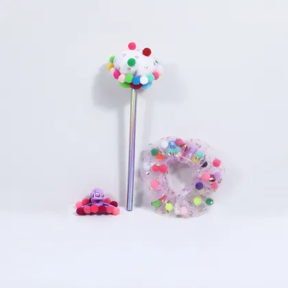 Factory new pompom net headwear 3 pieces
