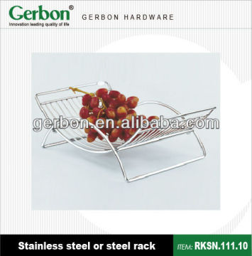 Chrome plated metal wire weave fruit basket with stand