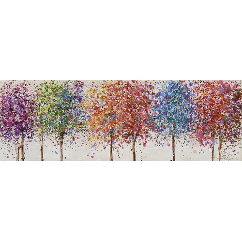 Shimmering Tree Wall Art Colourful Forest Oil Painting