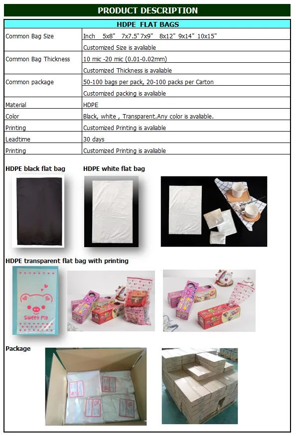 Plastic Translucent Poly Flat Clear Grocery Fruits Bread Transparent Veggies Food Bag with Printing for Bakery