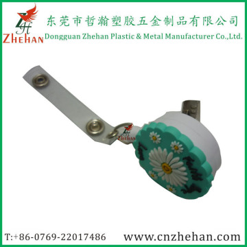 28mm ABS Plastic ID Badge Reel with Soft PVC Logo