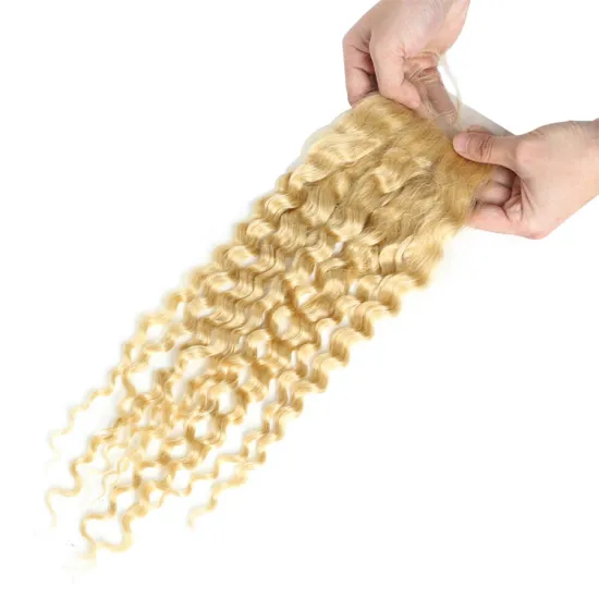 12A Grade Brazilian Raw Indian 5X5 Lace Closure 100% Human Real Hair With Frontal Remy Human Hair Extension Blond Wet Curly