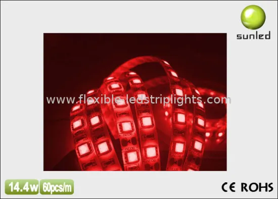 Red Smd 5050 Led Flexible Led Strip Lights 60 Leds / Per Meter