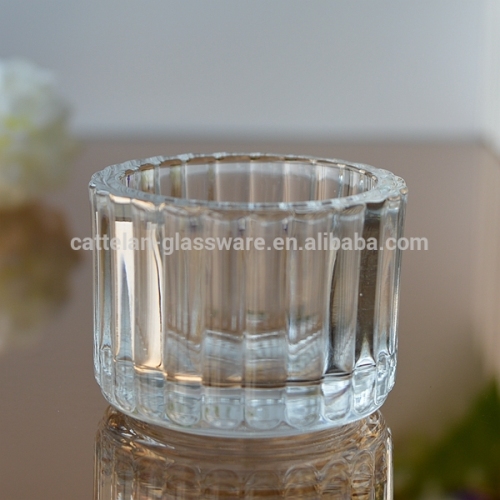 Glass candle container with round shaped for sale