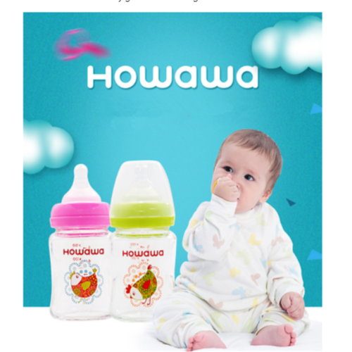 Biberón de leche de vidrio de seguridad para bebés 150ml