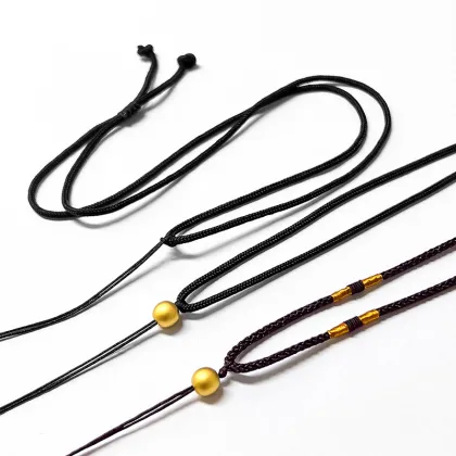 Unisex Handmade Gold Rope Necklace with Pixiu, Jade Buddha Guanyin Pendant - Trendy Design for Men & Women