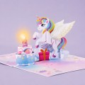 Kartka urodzinowa 3D Rainbow Unicorn z muzyką i dmuchaną świeczką
