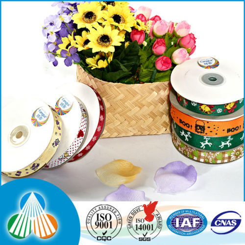 thin with printing polyester fabric satin ribbon