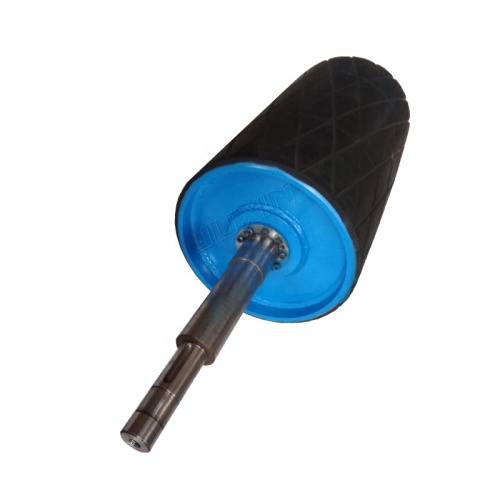 Rubber lagging drum drive conveyor pulley overland