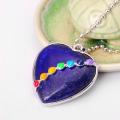 Heart Shape Lapis Lazuli 7 Chakras Gemstone Necklace