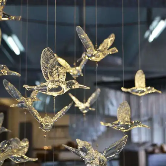 Flying Bird Ceiling Light: Acrylic Wedding Decoration Pendant with Transparent Line
