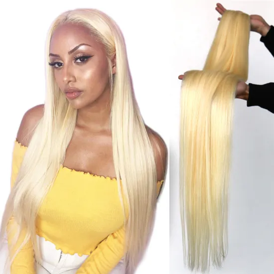 Wholesale Vendors 613 Raw Cuticle Aligned Virgin Blonde Human Hair 13*4 Ear To Ear Lace Frontal 613 Virgin Hair Bundles