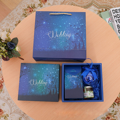 Custom Printed Blue Folding Gift Box Candle