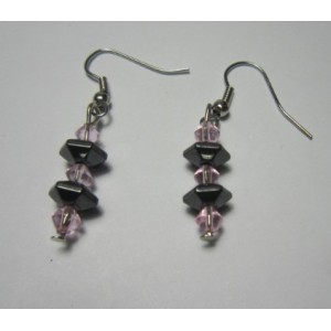 Hematite Earring with silver color finding