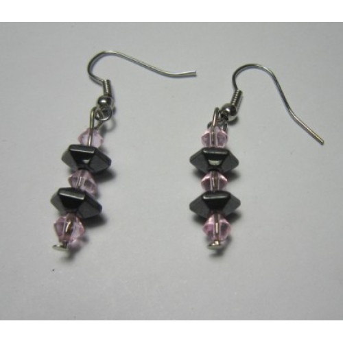 Hematite Earring with silver color finding